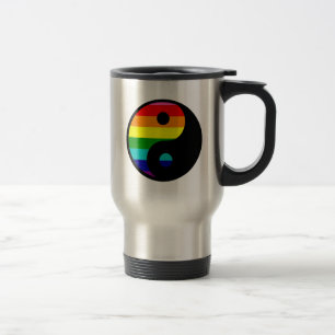Rainbow Yin Yang LGBTQ Pride Balance Symbol Travel Mug