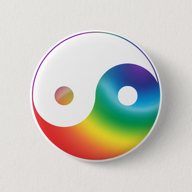 Rainbow Yin Yang Symbol 2 Inch Round Button (Front)