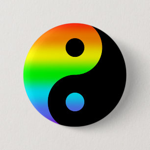 Rainbow Yin Yang Symbol 2 Inch Round Button