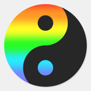 Rainbow Yin Yang Symbol Classic Round Sticker
