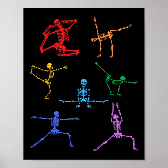 Rainbow Yoga Skeleton Exercise Bone Halloween Part Poster (Front)