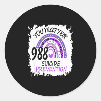 Rainbow you 988 prevention colourful band classic round sticker