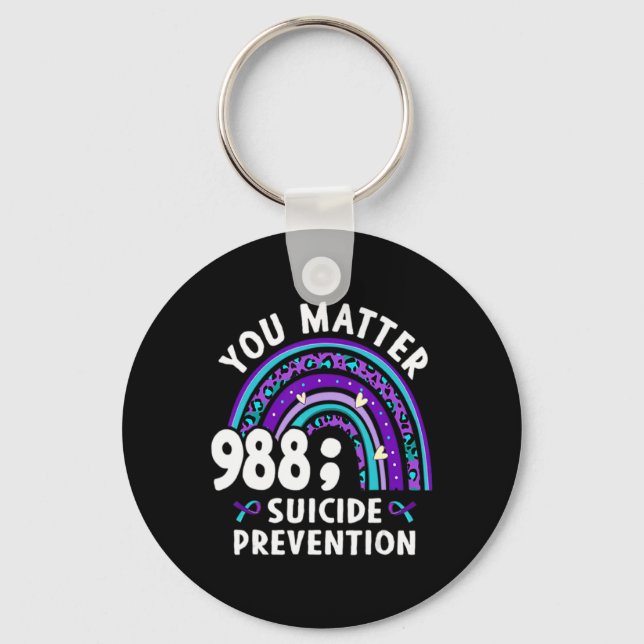 Rainbow You 988 Suicide Preventions Week Ri  Keychain (Front)