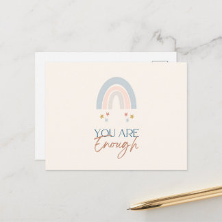 Rainbow You Are Enough Watercolor Earthy Postcard