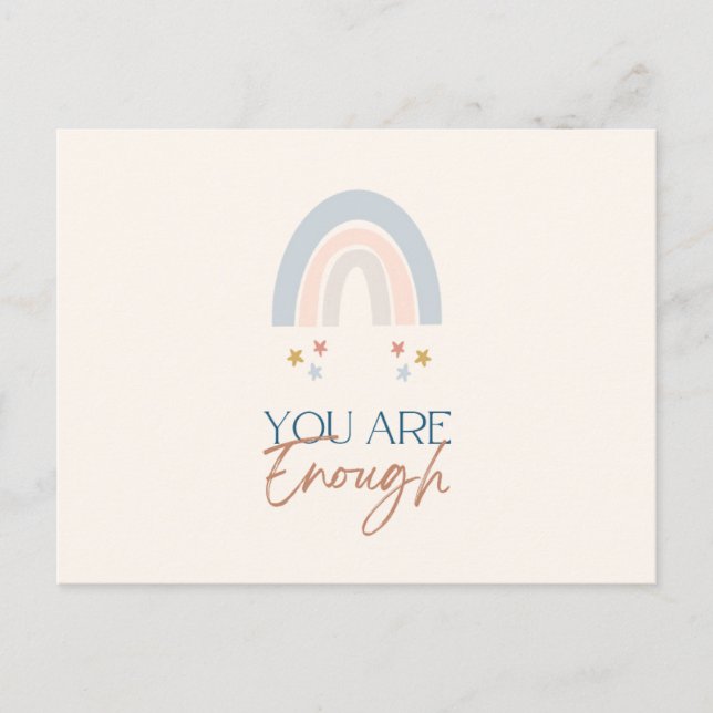 Rainbow You  Are Enough Watercolor Earthy Postcard (Front)