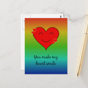 Rainbow you make my heart smile postcard