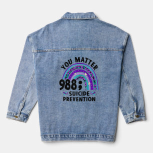 Rainbow You Matter 988 Suicide Prevention Awarenes Denim Jacket