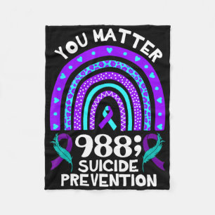 Rainbow You Problem 988 Suicide Prevention Awarene Fleece Blanket