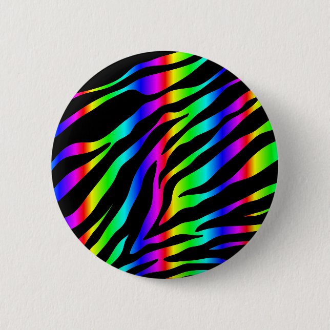 rainbow zebra 2 inch round button (Front)