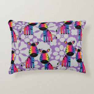 Rainbow Zebra Accent Pillow