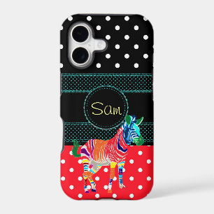 Rainbow Zebra Animals Monogrammed Pattern Party