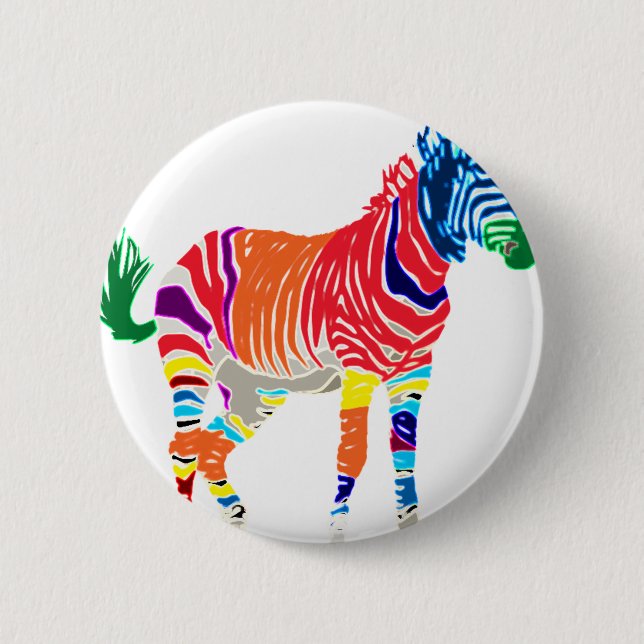 Rainbow Zebra Animals Monogrammed Pattern Party 2 Inch Round Button (Front)