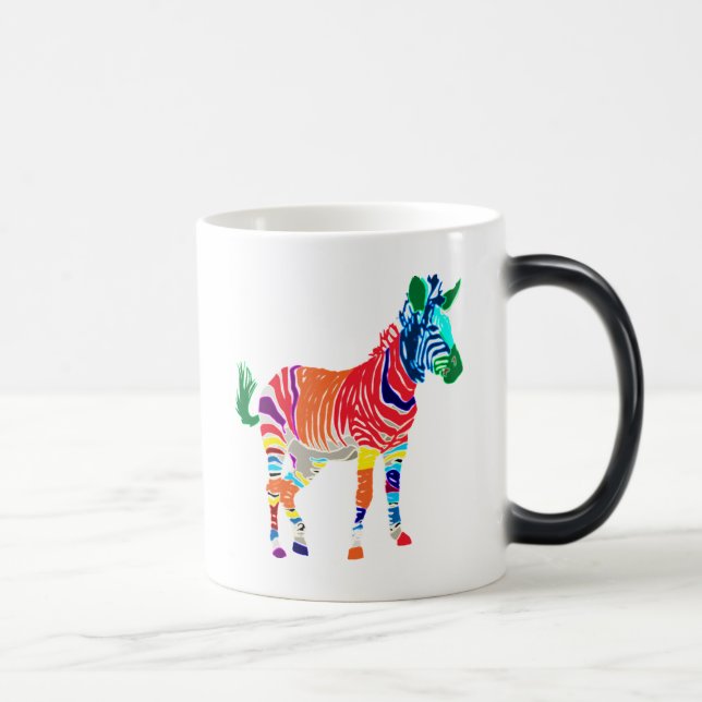 Rainbow Zebra Animals Monogrammed Pattern Party Magic Mug (Right)