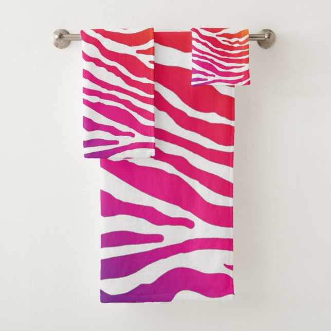 Rainbow Zebra Bath Towel Set (Insitu)