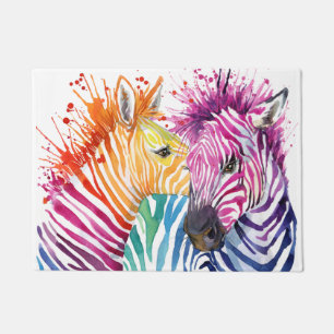 Rainbow Zebra Doormat