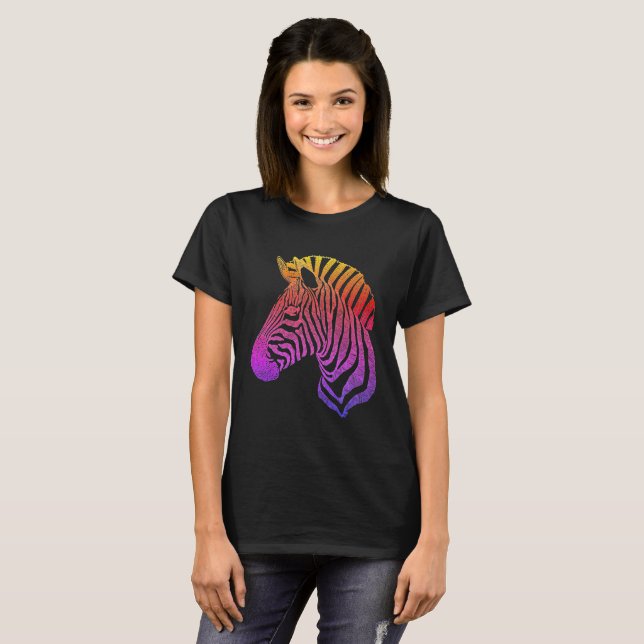 Rainbow Zebra Head T-Shirt (Front Full)