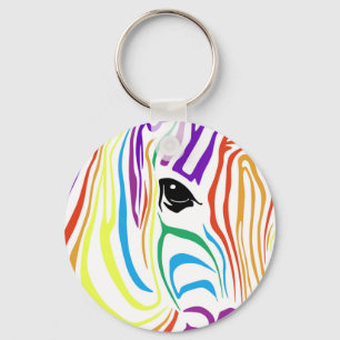 Rainbow Zebra Keychain