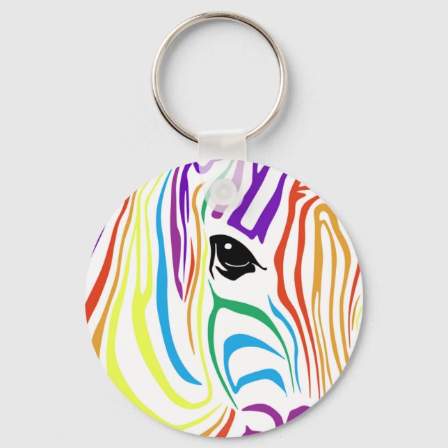 Rainbow Zebra Keychain (Front)