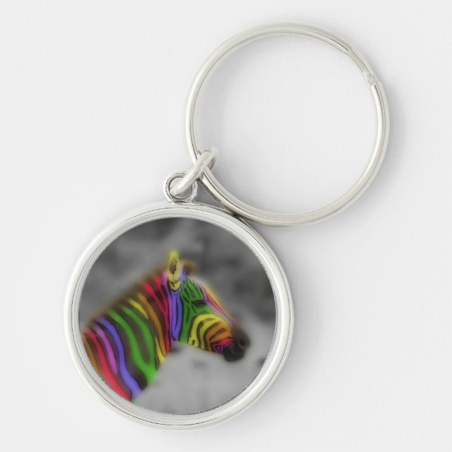 Rainbow Zebra Keychain (Front)