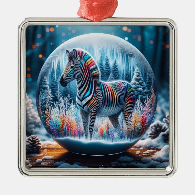 Rainbow Zebra Ornament (Front)
