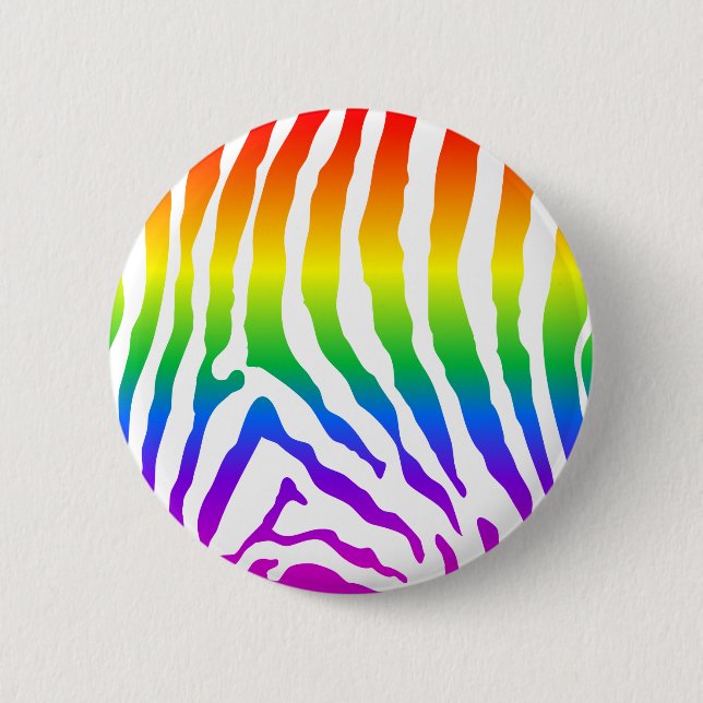 Rainbow Zebra Pattern 2 Inch Round Button (Front)