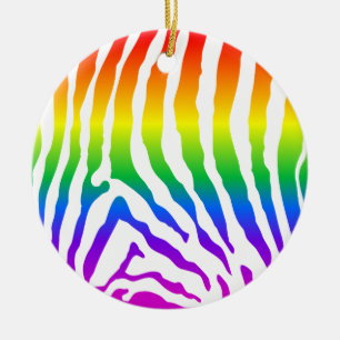 Rainbow Zebra Pattern Ceramic Ornament