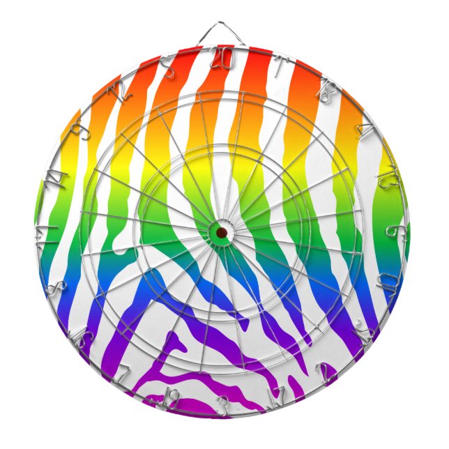 Rainbow Zebra Pattern Dartboard (Front)