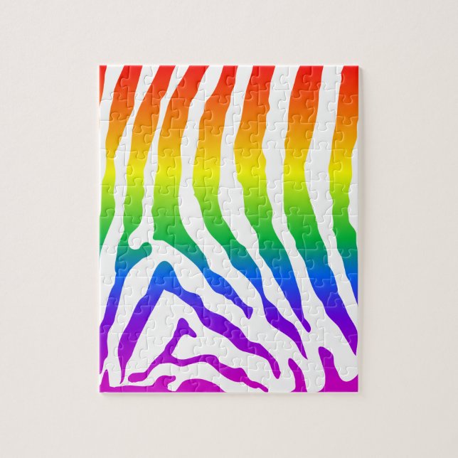 Rainbow Zebra Pattern Jigsaw Puzzle (Vertical)