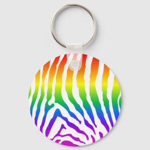 Rainbow Zebra Pattern Keychain