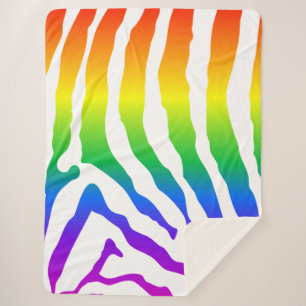Rainbow Zebra Pattern Sherpa Blanket
