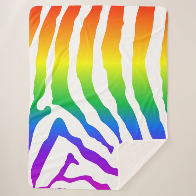Rainbow Zebra Pattern Sherpa Blanket (Front)