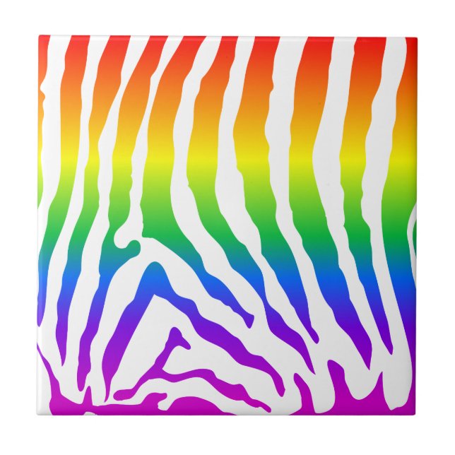 Rainbow Zebra Pattern Tile (Front)