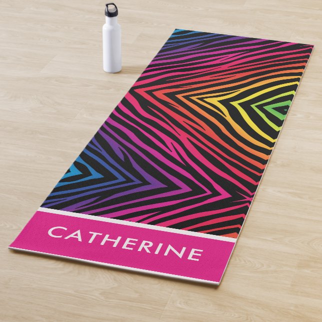 Rainbow Zebra pattern Yoga Mat (In Situ)