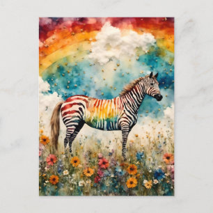 Rainbow Zebra  Postcard