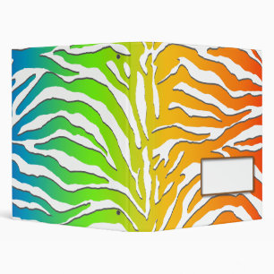 Rainbow zebra print binder