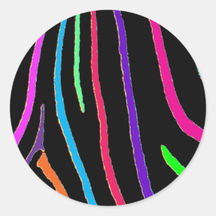 Rainbow Zebra Print Classic Round Sticker