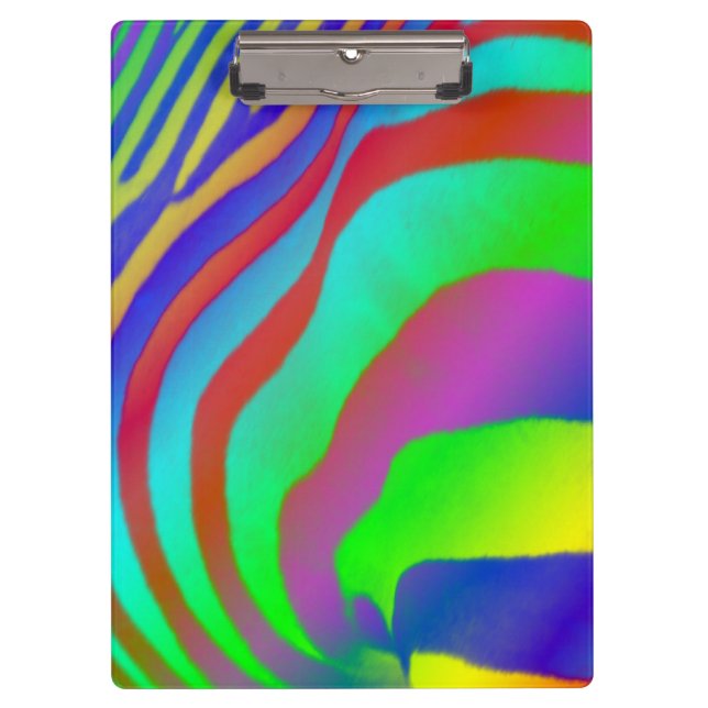 Rainbow Zebra Print Clipboard (Front)