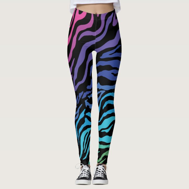 Rainbow Zebra print leggings (Front)