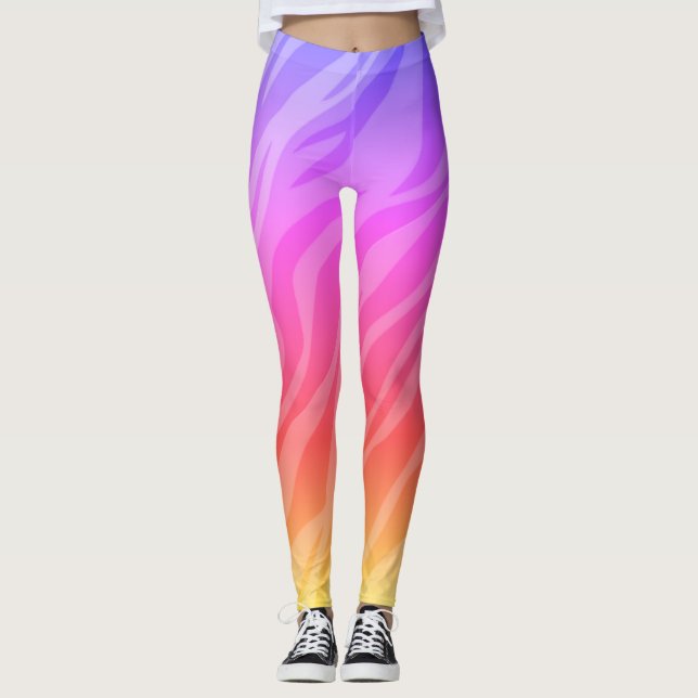 Rainbow Zebra Print Leggings (Front)