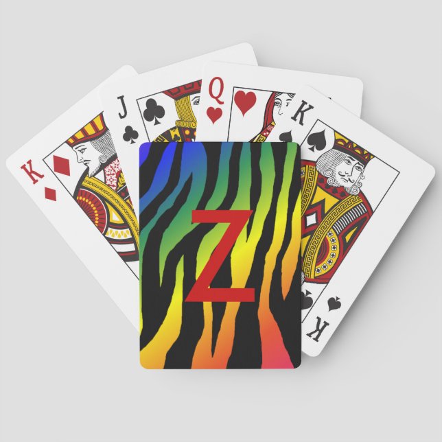 Rainbow Zebra Print Playing Cards (Back)