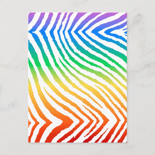 Rainbow Zebra Print Postcard (Front)