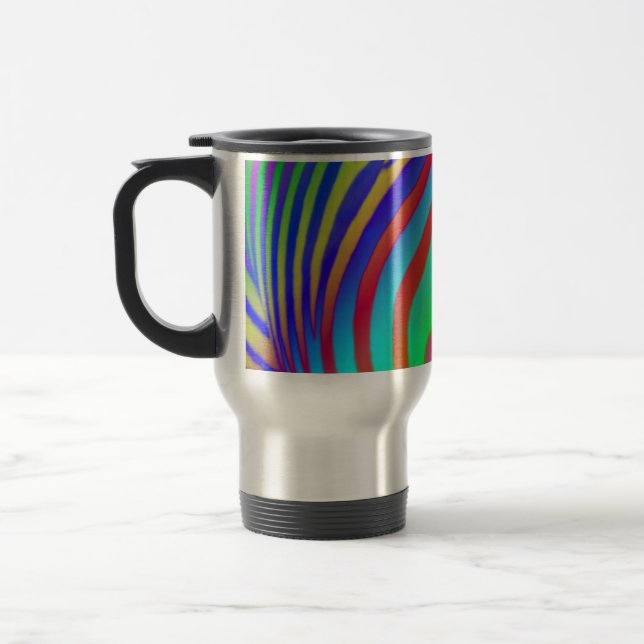 Rainbow Zebra Print Travel Mug (Left)