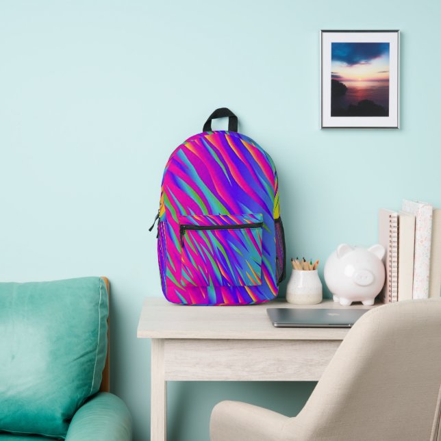 Rainbow Zebra Printed Backpack (Insitu)