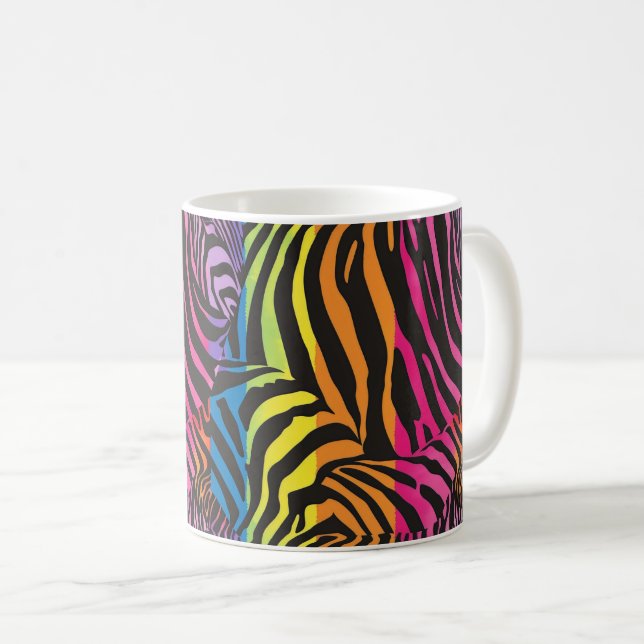 Rainbow Zebra Stipes Coffee Mug (Front Right)