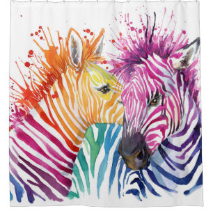 Rainbow zebra, watercolor wild illustration.