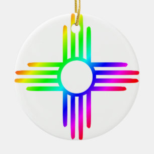 Rainbow Zia Ceramic Ornament