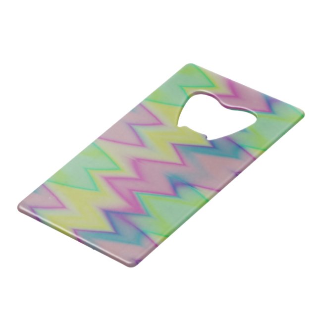 Rainbow Zigzags  Credit Card Bottle Opener (Back Angled)