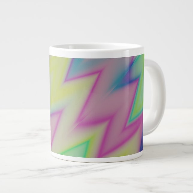 Rainbow Zigzags    Large Coffee Mug (Front Right)
