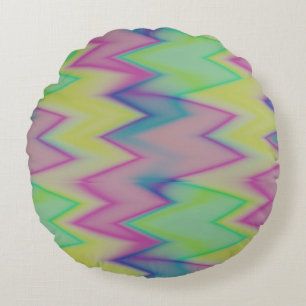 Rainbow Zigzags Round Pillow