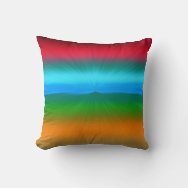 Rainbow Zoomed Stripes Throw Pillow (Front)